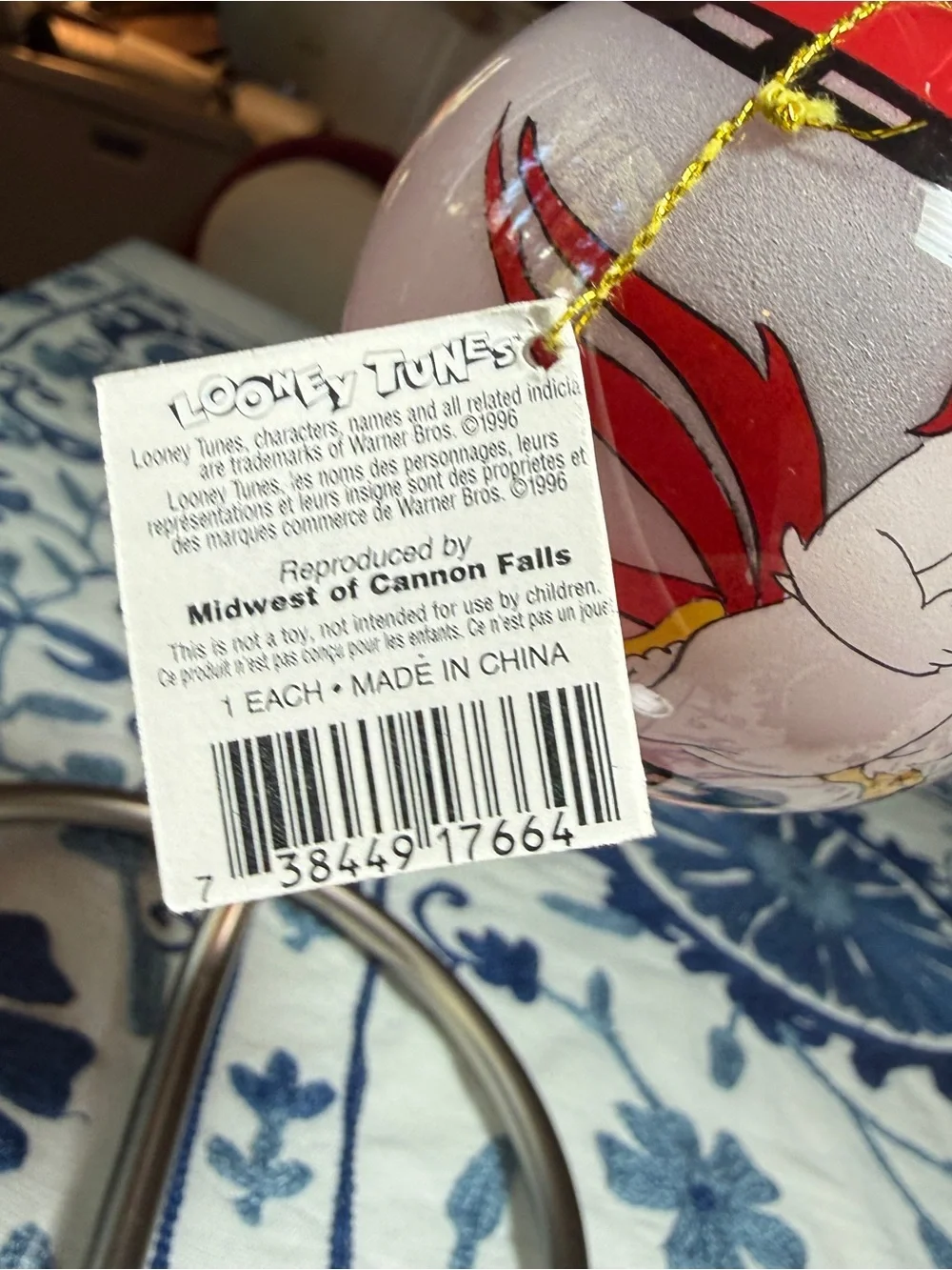 Midwest Cannon Falls Christmas Ornament Looney Foghorn Chicken Hawk Handpainted